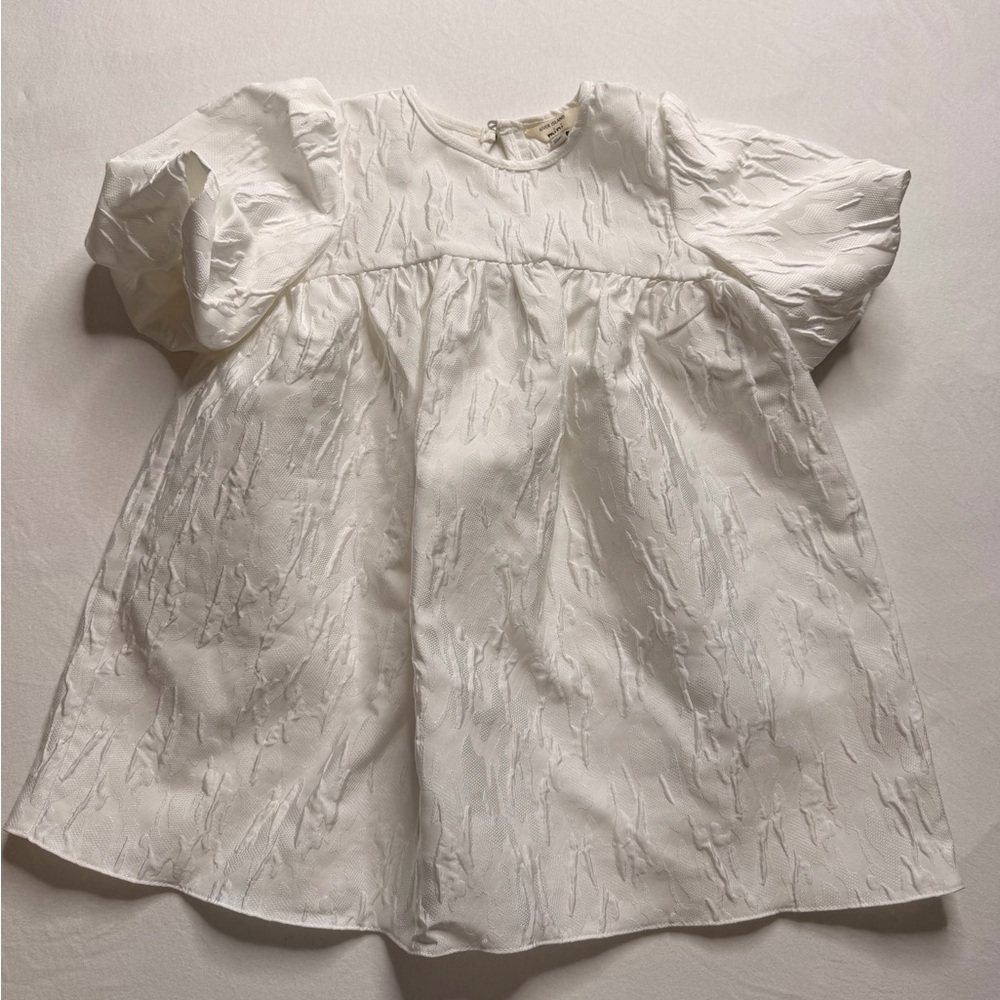 Textured White Dress w/ Black Bow Back Baby 18–24M Easter Wedding Bridal Party - Picture 2 of 9